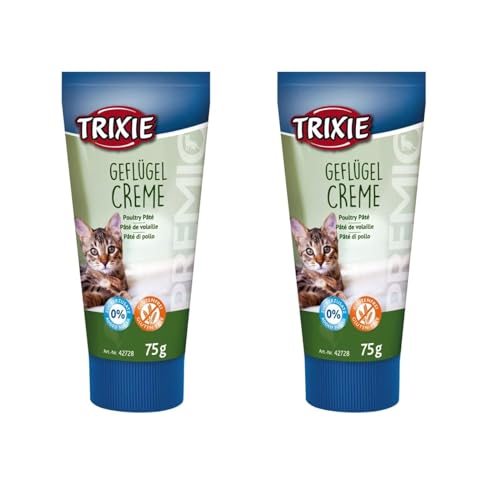 Trixie Premio Geflügelcreme für Katzen | Doppelpack | 2 x 75 g | Ergänzungsfuttermittel für Katzen | Kann dabei helfen das Verabreichen von Medikamenten zu erleichtern | Mit Geflügel von TRIXIE