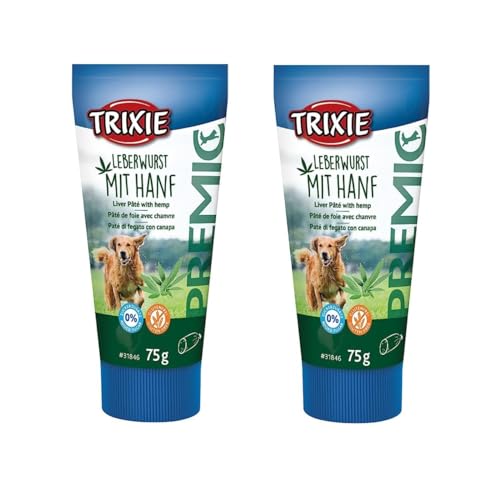 Trixie Premio Leberwurst mit Hanf für Hunde | Doppelpack | 2 x 75 g | Schmackhafter Snack für Hunde | Mit reduziertem Salz- und Gewürzgehalt | Glutenfrei und ohne Zucker & Getreide von TRIXIE