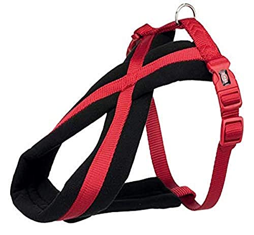 TRIXIE Premium Touren-Geschirr Größe L: Brustumfang 60–100 cm/25 mm in rot - sportliches Hundegeschirr mit angenehmer Vliespolsterung, stufenlos verstellbar für große Hunde, 204103 von TRIXIE