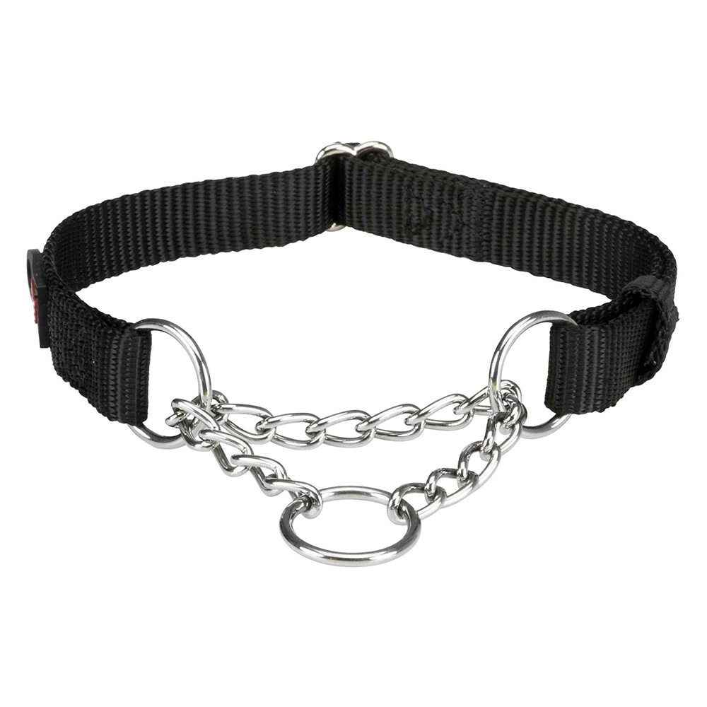 Trixie Premium Zug-Stopp Halsband Schwarz - Größe S-M: 30 - 40 cm Halsumfang, 15 mm breit von TRIXIE