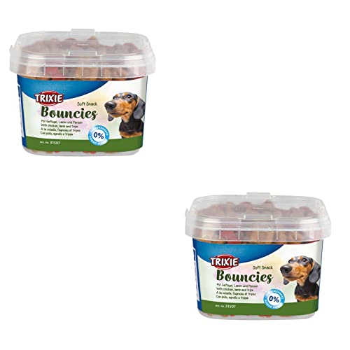 Trixie Soft Snack Bouncies | Doppelpack | 2 x 140 g | Leckerlis für kleine Hunde und Welpen | Mit Geflügel, Lamm und Pansen | Kleine und weiche Leckerlis ohne Zuckerzusatz von TRIXIE