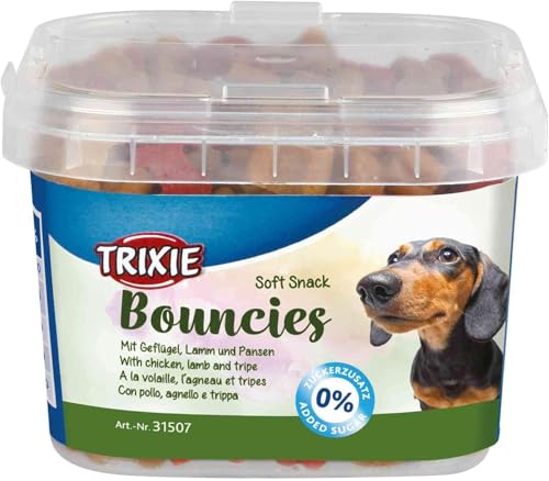 Trixie Soft Snack Bouncies | 140 g | Leckerlis für kleine Hunde und Welpen | Mit schmackhaftem Geflügel, Lamm und Pansen | Kleine und weiche Leckerlis ohne Zuckerzusatz von Soft Snack