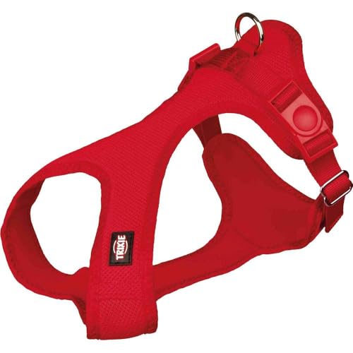 TRIXIE Comfort Soft Touren-Geschirr Größe S–M: Brustumfang 35–60 cm/20 mm in rot - gepolstertes Hundegeschirr zum Joggen mit stufenlos verstellbaren Bauchgurt für kleine Hunde, 16283 von TRIXIE