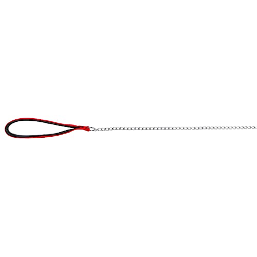 Trixie TX-14013 Chain Leash, Chromed, with Nylon Hand Loop 1.10 m/2 mm, red, Small/Medium, 4011905140131 von TRIXIE