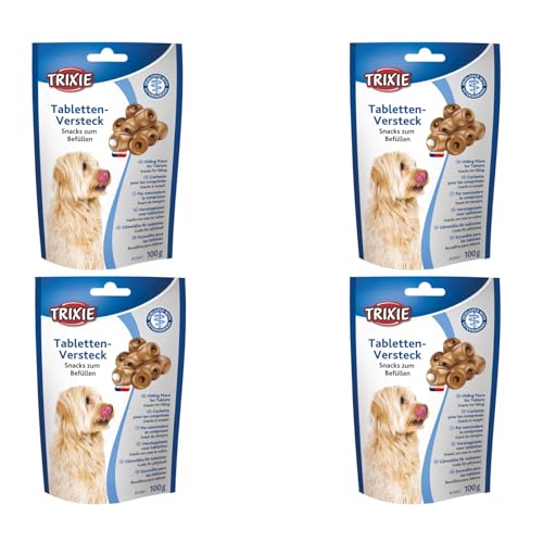 Trixie Tabletten-Versteck für Hunde | 4er Pack | 4 x 100 g | Ergänzungsfuttermittel für Hunde | Erleichtert die Gabe von Medikamenten | Öffnung für Tabletten von TRIXIE