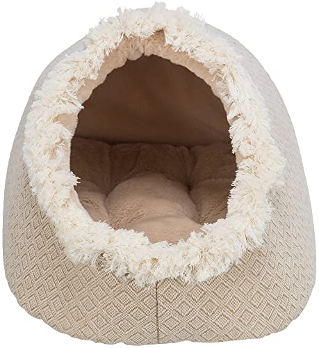 Trixie rutschfeste Kuschelhöhle für Katzen und Hunde im angesagten Boho-Design HÖHLE Boho, 35 × 26 × 41 cm, BEIGE - mit integriertem, waschmaschinengeeignetem Wendekissen - 38210 von TRIXIE