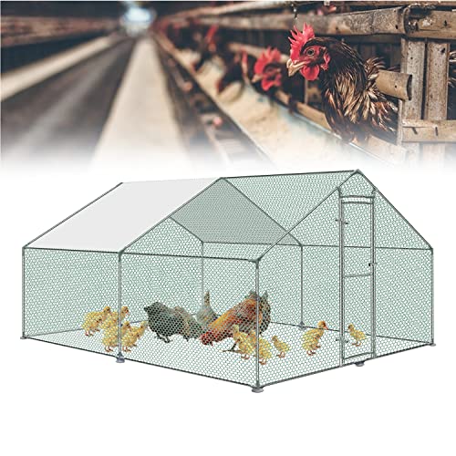 TRMLBE Hühnerstall Kleintierstall Winterfest 3x4x2m Geflügelstall Hühnerhaus Verzinkter Stahl Freilaufgehege mit PE Sonnenschutzdach und Schloss für Kaninchen Geflügel Kleintiere von TRMLBE