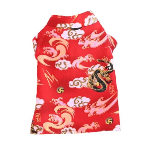 Chinesisches Neujahrskostüm für Hunde, Motiv: Drache, chinesischer Stil, Weste, Kleidung, Mantel, Cheongsam für Katzen, Haustier, Winter von TROGN