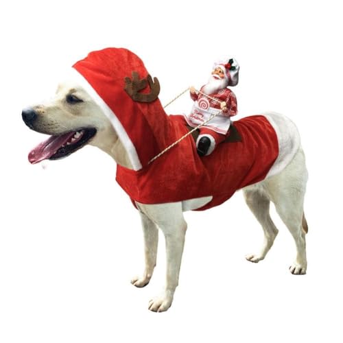 Haustier Hund Weihnachten Kleidung Hund Weihnachten Outfit Weihnachten Reiten Outfit für Hunde Kostüm Weihnachtsmann Mantel Weihnachten Hoodie Hundekleidung von TROGN