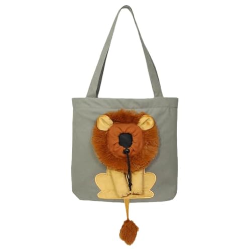 Haustier-Umhängetasche aus Segeltuch, niedliche Löwen-Form, kleine Hundetragetasche, tragbare Haustier-Tragetasche, für Katzen und Hunde von TROGN
