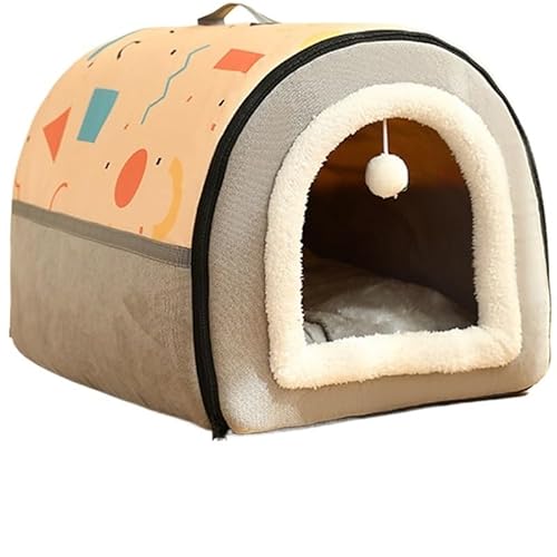 Hundebett mit Bezug, Höhle, Hundeversteck, Hundeschlafplatz, Hundehöhlenbett, Anti-Angst, rutschfest, waschbar, winddicht, warm, weich, ideal for Welpen und mittelgroße Hunde, Haustierbett, Hundebetth von TRgqify-KM