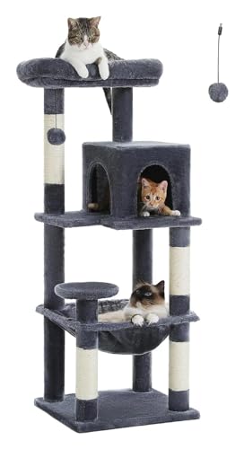 Kratzbaum for Katzen, Klettergerüst for Katzen, Komfort-Kratzbrett-Turm, Stabile Basis for Hauskatzen, Einfache Montage(Dark Gray,Climbing Tree-L) von TRgqify-KM