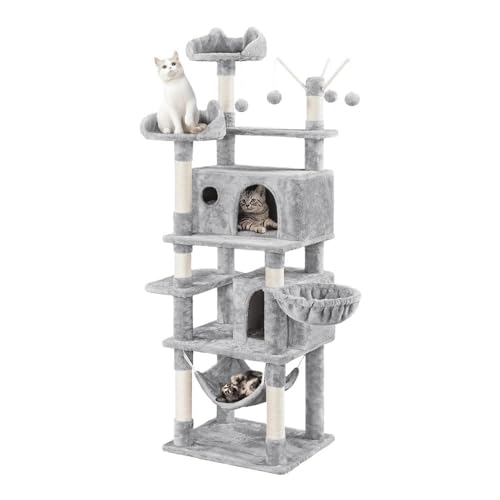 Kratzbaum for Katzen, Klettergerüst for Katzen, Komfort-Kratzbrett-Turm, Stabile Basis for Hauskatzen, Einfache Montage(LightGray) von TRgqify-KM