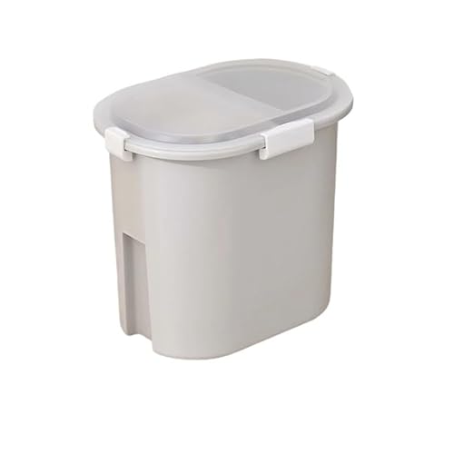 TRgqify-KM Haustier-Hundefutter-Organizer, 6 l, Katzen-Trockenfutterbox, feuchtigkeitsbeständig, versiegelt mit Messbechern (Color : 5.5L-Gray) von TRgqify-KM