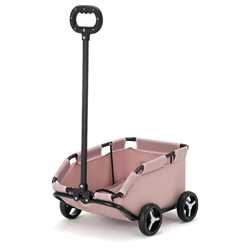 TRgqify-KM Kleiner Haustierwagen for Hunde und Katzen, Teddywagen, Reise-Haustierwagen, leicht, zusammenklappbar (Color : Pink) von TRgqify-KM