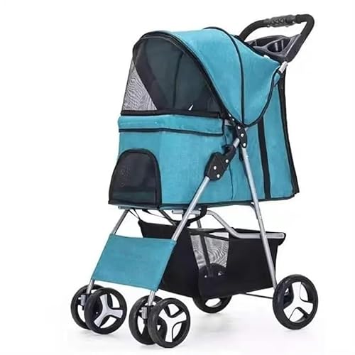 TRgqify-KM Tragbarer zusammenklappbarer Haustier-Kinderwagen for Katzen und Hunde mit vier Rädern, Haustier-Ausflugskinderwagen mit Dachfenster (Color : S) von TRgqify-KM