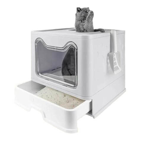 Zusammenklappbare Katzentoilette, große Haustiertoilette for Katzen, abgedeckt und versiegelt, große Kapazität for Katzentoilette, ideal for Kätzchen und erwachsene Katzen, geeignet for verschiedene K von TRgqify-KM