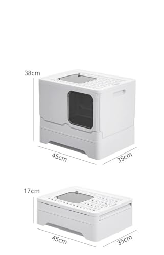 Zusammenklappbare Katzentoilette, große Haustiertoilette for Katzen, abgedeckt und versiegelt, große Kapazität for Katzentoilette, ideal for Kätzchen und erwachsene Katzen, geeignet for verschiedene K von TRgqify-KM