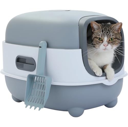 Zusammenklappbare Katzentoilette, große Haustiertoilette for Katzen, abgedeckt und versiegelt, große Kapazität for Katzentoilette, ideal for Kätzchen und erwachsene Katzen, geeignet for verschiedene K von TRgqify-KM