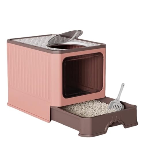 Zusammenklappbare Katzentoilette, große Haustiertoilette for Katzen, abgedeckt und versiegelt, große Kapazität for Katzentoilette, ideal for Kätzchen und erwachsene Katzen, geeignet for verschiedene K von TRgqify-KM