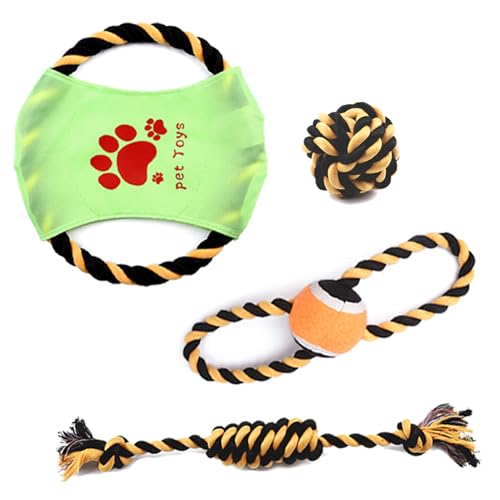 TSBB Hundeseil-Apportierspielzeug-Set,Tauziehspiel für Hunde,Zahnen,Kauen,Backenzahnspielzeug,Hunde-Apportierspielzeug für Indoor-Hunde von TSBB