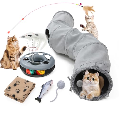 TSEB4TEP Katzentunnel, Indoor Katzenspielzeug, Rollbahn Katzenspielzeug, Zusammenklappbares S-förmiges Spielrohr, 10,5 Zoll Durchmesser Labyrinth Katzenhaus für Katzen Welpen Kaninchen Frettchen von TSEB4TEP