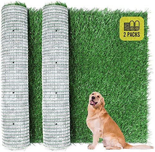 Hundegras-Pad, 2 Stück, tragbare Gras-Pads für Hunde, waschbar, professionelle Hunde-Grasmatte, Trainings-Gras-Pad drinnen und draußen, Veranda, Apartments Grasrasen-Matte, Ersatz (35,6 x 45,7 cm) von TSIANHUZY