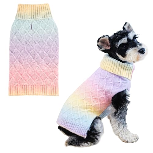 Warmer Haustierpullover für kleine Hunde, weicher Rollkragenpullover für kleine Hunde, gestrickter Hundepullover, Rollkragen für Katzen und Hunde, Farbe: lebendig, leicht an- und auszuziehen, von TSLBW