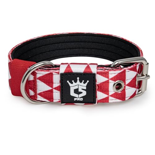 TSPRO Taktisches Hundehalsband, Robustes Halsband für Hunde mit Metallschnallenverschluss, 3,3 cm Breit, Verstellbar und Dick für Kleine Hunde (Geometrisch S) von TSPRO