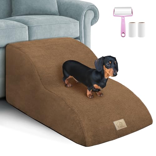 Ausziehbare Hundetreppe für Couch, Sofa, sanfte Neigung, 2 Ebenen, 30D-Schaumstoff, hohe Dichte, Haustiertreppe für kleine alte Gelenkverletzungen, Haustiere, einfaches Klettern, Fusselrollen-Set von TSYPAIRS