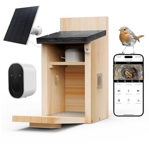 Solar Vogelnest Smart Holz Vogelhaus mit Kamera Premium Zedernholz Vogelhaus Wetterfestes Design Genießen Sie Vogelverhalten Beobachten Während Sie Vögel Unterstützen von TT-FOPETT