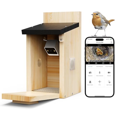 Vogelnest - Intelligentes Vogelhaus aus Holz mit Kamera, Premium-Zedern-Vogelhaus, wetterfestes Design, genießen Sie das Vogelverhalten beobachten, während Sie Vögel unterstützen von TT-FOPETT