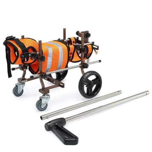 TT-YEC Haustierhund Hinterbein Rollstuhl, Kleiner Und Mittlerer 4 -Rad -Pet -Rollstuhl, Verstellbarer Metall -Pet -Rollstuhl, Behinderten -Tier -Trainingsrad, Hundgereicherte Wanderwagen,Orange von TT-YEC