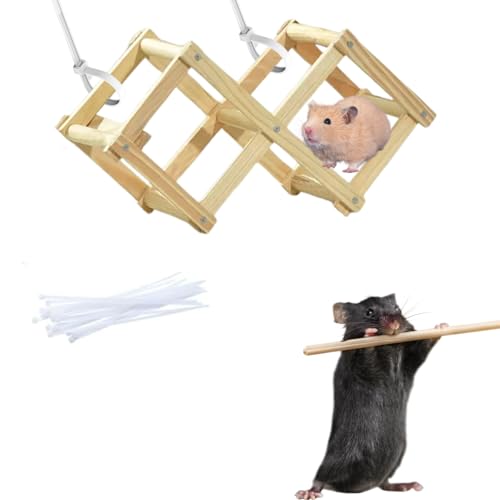 Ratten-Kletterspielzeug aus Holz, Hamsterkäfig-Zubehör, Kletterleiter, ausgefallene Ratten, Anreicherung, Spielzeug, Aktivitäten, auffälliges faltbares Spielzeug, Kautraining (mittel) von TTMIMIK