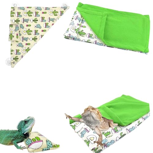 TTMIMIK 2 Stück Bartagamen-Hängematten-Schlafsack-Set, hängendes Haustierbett mit Kissen und Decke, Versteck mit weicher Wärme für Eidechsen, Geckos, Lguana-Reptilien (2 Stück) von TTMIMIK