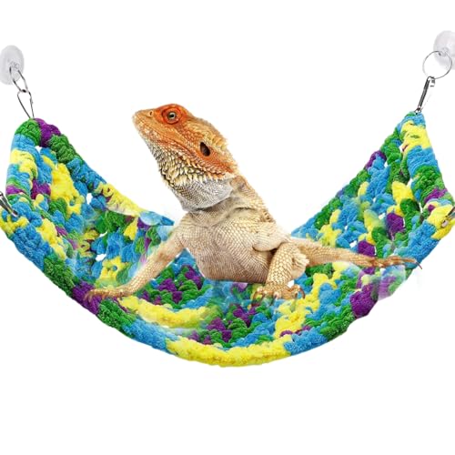 TTMIMIK Bearded Dragon Tank-Zubehör, Reptilien-Hängematte, weiche Schaukel, Hängebett mit starken Saugnäpfen und Haken, Käfigdekoration, Lebensraum, Eidechse, Hängematte für kleine Haustiere von TTMIMIK