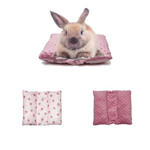 TTMIMIK Meerschweinchenbett, weiche Kaninchen-Bettwäsche, Kaninchen, Winterbettunterlage für Innen, Igel, Zuckergleiter, Chinchilla (Rosa) von TTMIMIK