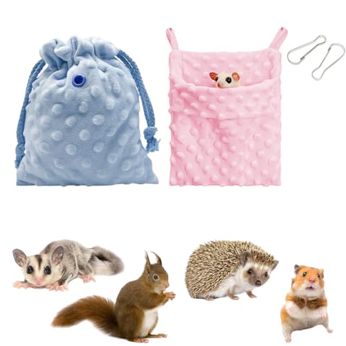 TTMIMIK Zuckergleiter, warmer Schlafsack, Baumwolle, zum Aufhängen, bequemes Nest für Zuckergleiter, Hamster, Rennmäuse, Maus, Haustierzubehör (Rosa + Blau), 2 Stück von TTMIMIK