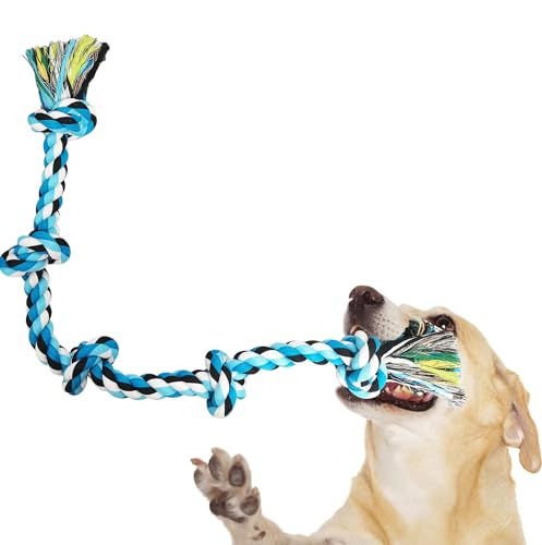 TUAHOO Hundespielzeug Seil für Aggressive Kauer - 92cm, 5 Knoten, 100% Unzerstörbar Baumwollseil für große und mittlere Rasse Hund Kauspielzeug Tug of War von TUAHOO