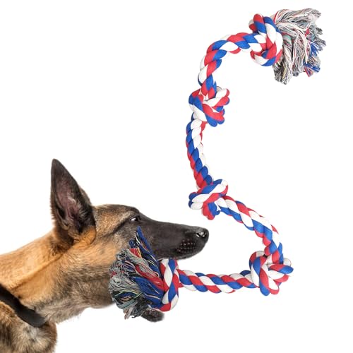 TUAHOO unzerstörbare Hundespielzeug Seil für große Hunde, Hundeseil Spielzeug, 92 cm 5 Knoten, Seil für Aggressive Kauen, Interaktives Seil für mittlere und große Hunderassen von TUAHOO