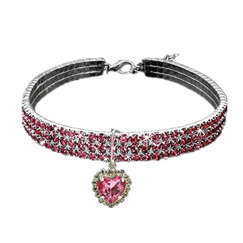 Strass Strass Stretch Halsband Haustierzubehör Katze und Hund Halskette DREI Reihen Liebesanhänger Stromschlag Halsband von TUDUZ