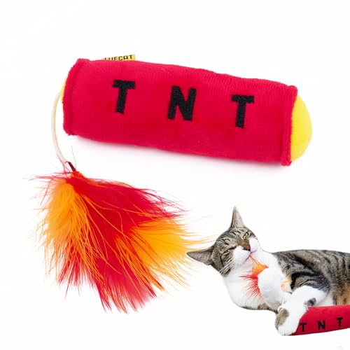 TUFCAT TNT Feder-Katzenspielzeug, Premium-Katzenminze, Jingle-Sound-Spielzeug, weiches lustiges Katzen-Kicker-Spielzeug zum Jagen, Trainieren, Schlagen, Jagen und Beißen für Indoor-Katzen aller Rassen von TUFCAT