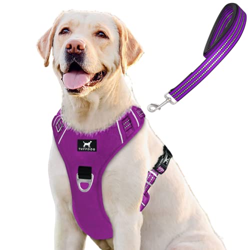 TUFFDOG Easy-Fit Hundegeschirr, Schnellentriegelung, Nackenklammer, hochwertig, gepolstert, reflektierend, kein Ziehen, mit Kontrollgriff, verstellbare Hundeweste zum Hineinsteigen, inklusive von TUFFDOG