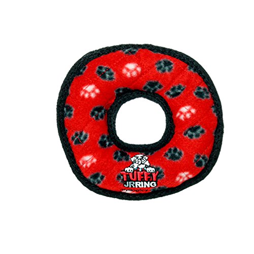 Tuffy's Junior Hundespielzeug Ring mit Pfotenmotiv Rot von TUFFY