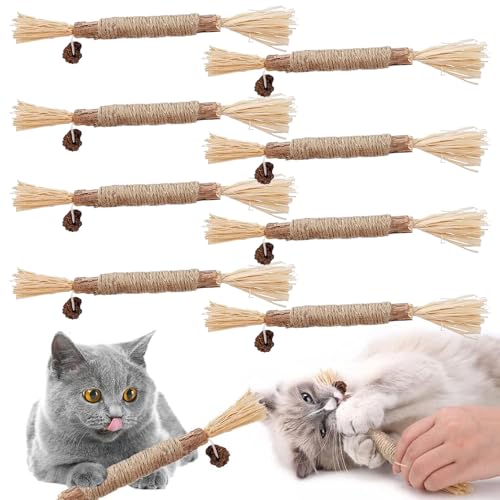 TUIBEIDAMAI matatabi katzenspielzeug,8PCS katzenminze Sticks,Katzen zahnpflege Sticks,Katzen Sticks Holz,Katzenminze Sticks Zum Schleifen von Zähnen,Für ​Katze Zu Spielen, Beißen, Kauen von TUIBEIDAMAI