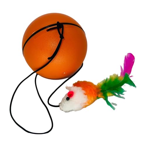 Aktiver rollender Ball, amüsanter Spielzeugball für Bauchmuskeln, böser Ball, Katzenspielzeug, aktiver rollender Ball mit Plüschmaus, lebhafter Haustierball, springender Aktivierungsball, intelligente von TUJOBA