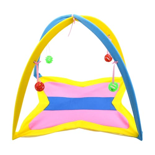 Katzenspielmatte, faltbares Zelt für Katzenaktivitätscenter mit Glocken, zusammenklappbares Haustierzelt-Bettspielzeug für den Innenbereich, interaktiv, farbenfroh und verschleißfest für das Training, von TUJOBA