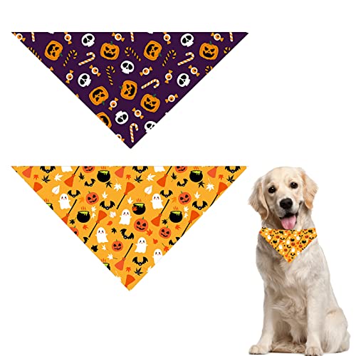 Bandana Für Hunde,Hundehalstuch Halloween,Halloween Hund Bandana,Haustiere Bandana,Bandanas Kürbis,Feiertage Hunde Bandanas,Hunde Kopftücher,Für Halloween Haustier Kostüm Zubehör Dekoration,2Stück von TUKNN