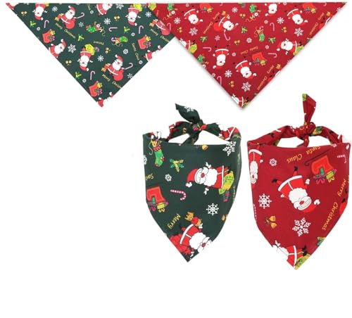 Halstuch Hund,Halstuch Hund Weihnachten,Weihnachten Hund Bandana,Bandana für Hund,Weihnachtshund Bandanas,Hundehalstuch,2 Stück Haustier Dreieck Lätzchen für Katzen Hunde von TUKNN