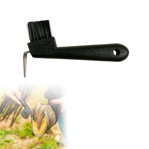 Hufkratzer für Pferde Esel Ziegen Huf, Hufkratzer für Pferde, Hufkratzer Pferdekopf Hufauskratzer mit Bürste, Hufkratzer Antirutschgriff Pferd Grooming Tools, für Saubere Hufe zur Hufpflege, Schwarz von TUKNN